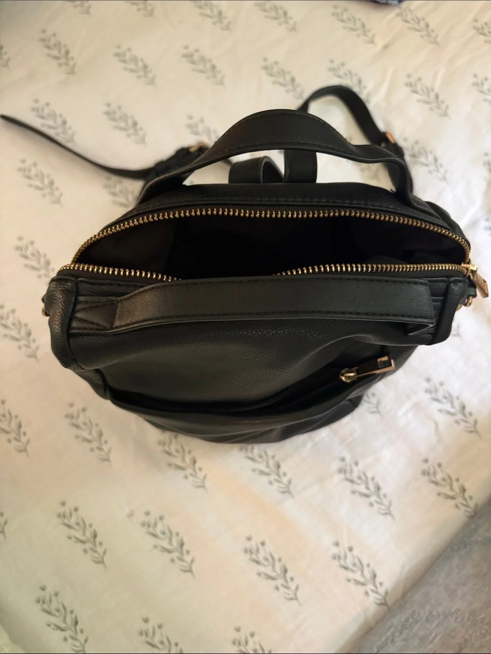 Classic Black Leather Backpack Purse